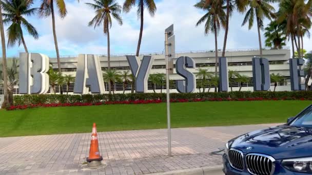 Bayside Marketplace Miami Ett Populärt Landmärke Miami Florida Ruary 2022 — Stockvideo