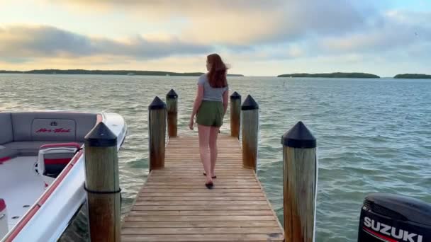 Bayside Marina Islamorada Lugar Popular Para Relajarse Disfrutar Puesta Sol — Vídeo de stock