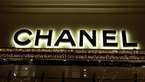 Loja Chanel Londres Noite Londres Reino Unido Dezembro 2022 — Vídeo de Stock