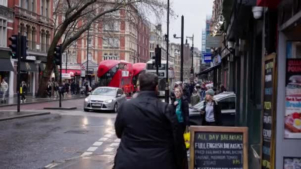 Типичный Вид Лондонскую Вест Сайд Стрит Лестер Сквер Фотографии Света — стоковое видео