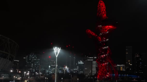 Erzsébet Királynő Olimpiai Park Londonban Stratford Éjjel London Egyesült Királyság — Stock videók