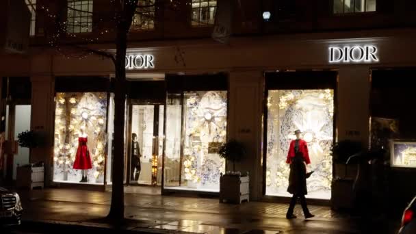 Loja Dior Londres Chelsea Noite Londres Reino Unido Dezembro 2022 — Vídeo de Stock