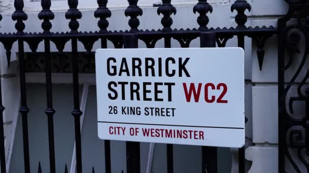 Covent Garden Garrick Street Sign Photographie Voyage — Video
