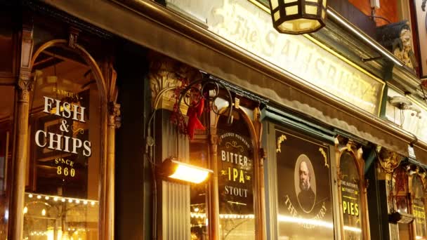 伦敦索尔兹伯里酒吧 联合王国 2022年12月20日 — 图库视频影像