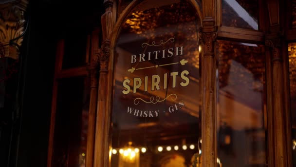 British Spirits Whiskey Bar London Travel Photography — Vídeo de Stock
