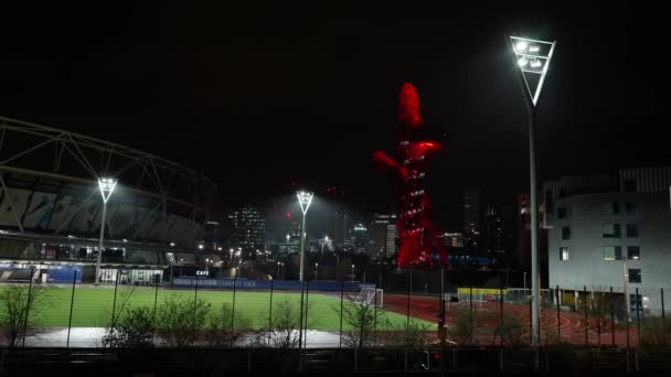 Queen Elizabeth Olympic Park Londynie Stratford Nocą London Zjednoczone Królestwo — Wideo stockowe