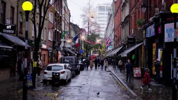 Small Lanes London West End Christmas Time Travel Photography — Vídeo de stock
