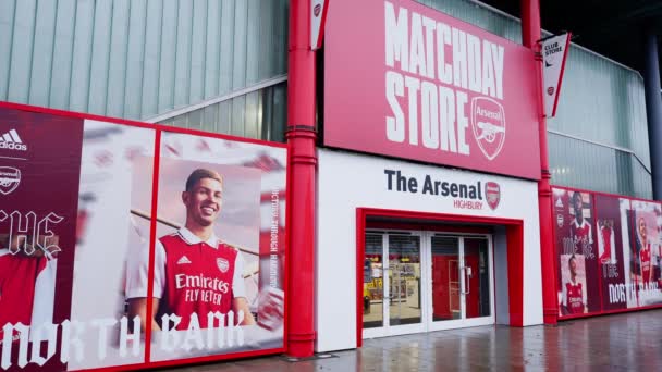 Emirates Stadium Fan Store Home Arsenal London Football Club Travel — Stockvideo