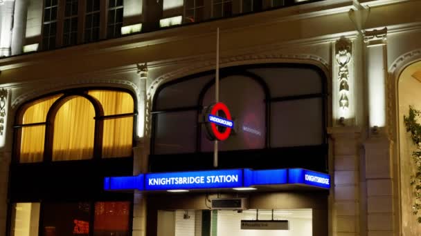 Stanice Metra Knightsbridge Londýně Londýn Spojené Království Prosince 2022 — Stock video