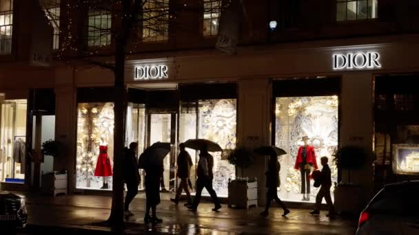 Loja Dior Londres Chelsea Noite Londres Reino Unido Dezembro 2022 — Vídeo de Stock