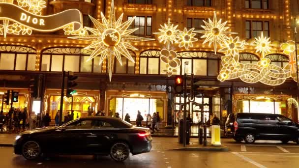 Knightsbridge Notte Bellissimo Posto Londra Londra Regno Unito Dicembre 2022 — Video Stock