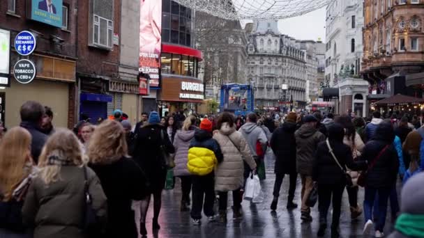 Leicester Square Busy Place London Slow Motion Clip Travel Photography — Vídeo de Stock