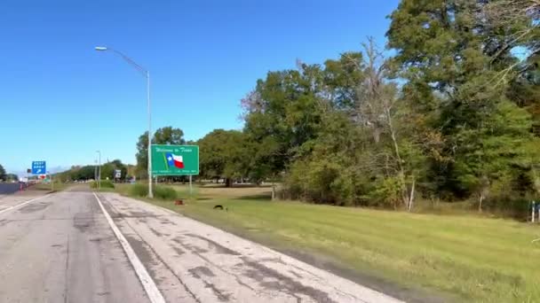 Welcome Toe Texas Sign Road Driving Shreveport Usa November 2022 — Vídeo de Stock