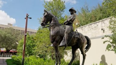 Memorial statue of President Teddy Roosevelt at the Alamo in San Antonio - travel photography