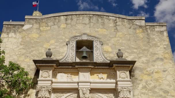 Alamo San Antonio Jest Najbardziej Znanym Zabytkiem Mieście Zdjęcia Wakacji — Wideo stockowe