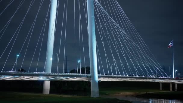 Margaret Hunt Hill Bridge Dallas Texas Night Travel Photography — 비디오