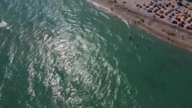 Flight over Miami Beach on a sunny day - aerial view