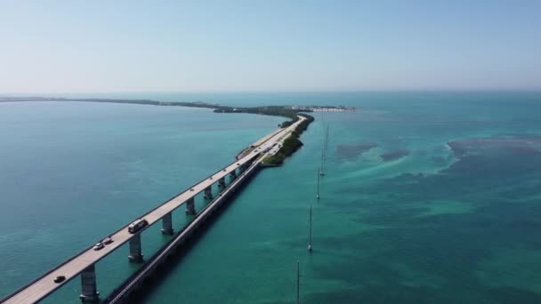 Clear Turquoise Blue Water Florida Keys Aerial View — Stock video