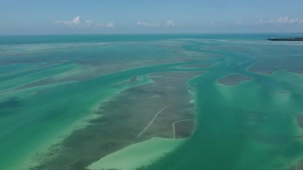 Καθαρά Γαλαζοπράσινα Νερά Στα Florida Keys Από Ψηλά Εναέρια Άποψη — Αρχείο Βίντεο