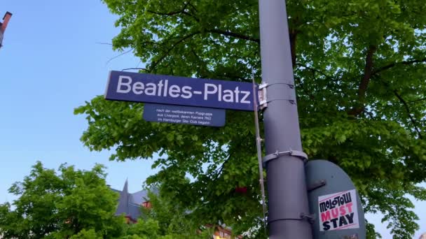 Beatles Sqaure Hamburg Reeperbahn Entertainment Red Light District Πολη Του — Αρχείο Βίντεο