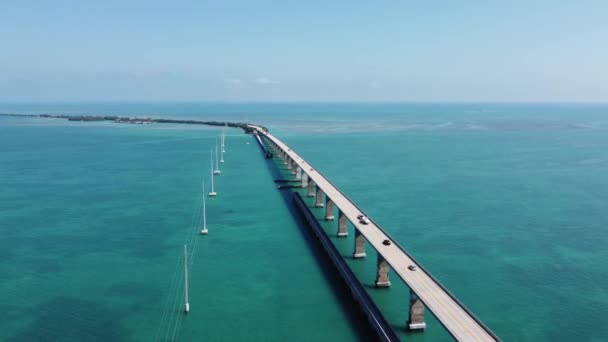 Γέφυρες Μεταξύ Των Κλειδιών Στη Νότια Φλόριντα Εναέρια Άποψη — Αρχείο Βίντεο