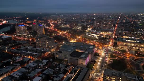 City Philadelphia Night Aerial View Drone Photography — Video