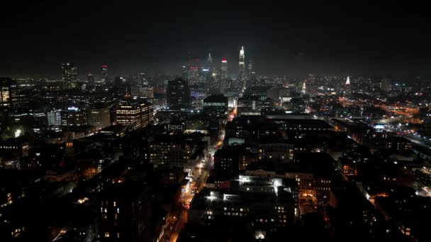 City Lights Philadelphia Night Aerial View Drone Photography — Vídeos de Stock