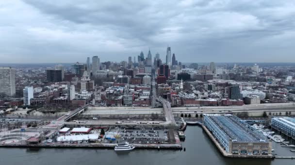 Skyline Philadelphia Aerial View Drone Photography — Vídeos de Stock