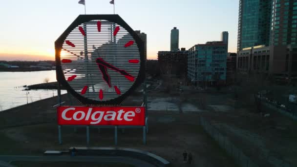 Jersey Şehrindeki Ünlü Colgate Saati New York Birleşik Devletler Şubat — Stok video