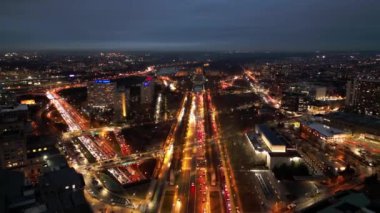 Geceleri Philadelphia sokakları - hava manzaralı - İHA fotoğrafçılığı
