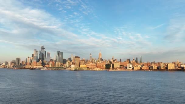 Aerial View Skyline Manhattan New York City Drone Photography — Vídeo de stock