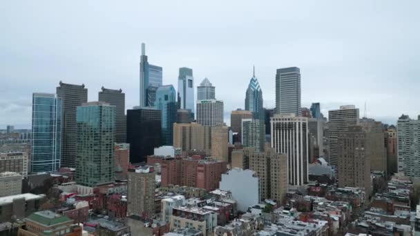 City Center Philadelphia Αεροφωτογραφία Drone — Αρχείο Βίντεο