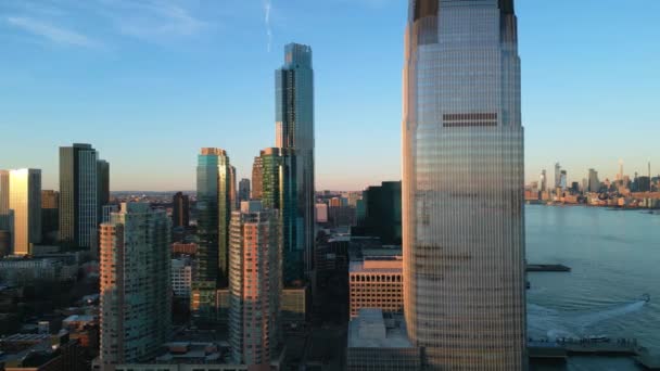 Jersey City Goldman Sachs Building Aerial View Drone Photography — Stok video