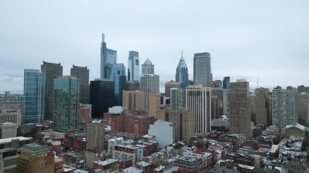 Пролетая Над Городом Филадельфия Вид Воздуха Беспилотная Фотография — стоковое видео