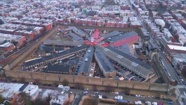 Eastern State Penitentiary Philadelphia Flying Prison Drone Photography — Stockvideo