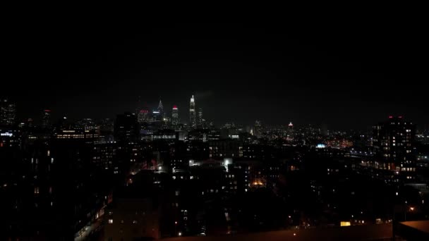 City Lights Philadelphia Night Aerial View Drone Photography — Stock Video