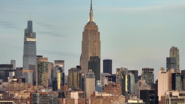 Empire State Building Manhattan Aerial View New Jersey New York — Stock Video