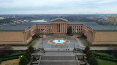 Philadelphia 'daki ünlü Sanat Müzesi - hava manzaralı - İHA fotoğrafçılığı