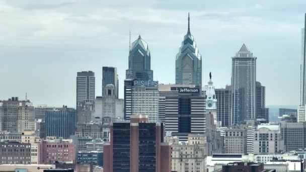 Skyline Philadelphia Aerial View Drone Photography — Vídeo de Stock