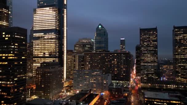 City Philadelphia Night Aerial View Drone Photography — Stock Video