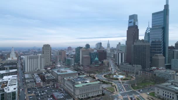 Vuelo Sobre Ciudad Filadelfia Fotografía Drones — Vídeos de Stock