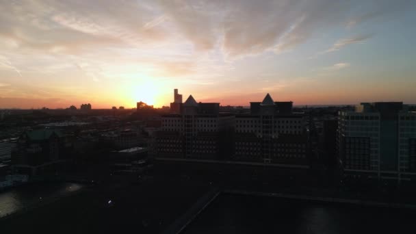City Hoboken New Jersey Sunset Drone Photography — Stockvideo