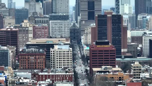 City Philadelphia Aerial View Drone Photography — Stock video