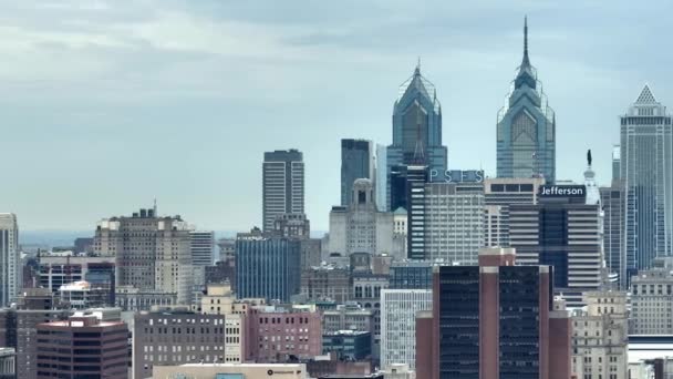 Skyline Philadelphia Вид Воздуха Беспилотная Фотография — стоковое видео