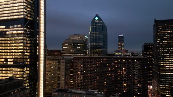 City Philadelphia Night Aerial View Drone Photography — ストック動画