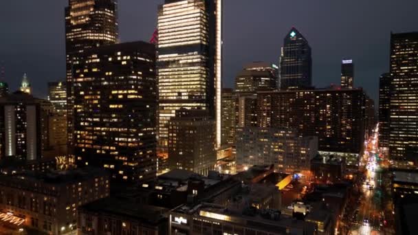 Cidade Filadélfia Noite Vista Aérea Fotografia Drone — Vídeo de Stock