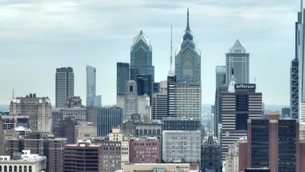 Культовые Небоскребы Филадельфии Вид Воздуха City Philadelphia Pennsylvania February 2023 — стоковое видео
