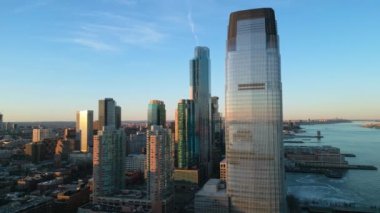 Jersey City with Goldman Sachs building - aerial view - NEW YORK, UNITED STATES - FEBRUARY 15, 2023