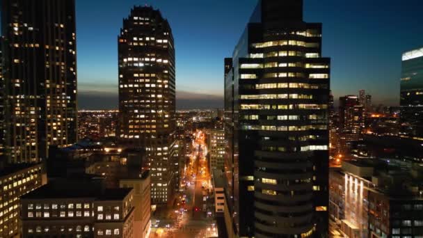 Jersey City Por Noche Con Sus Edificios Oficinas Vista Aérea — Vídeos de Stock