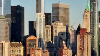 Manhattan 'ın finans bölgesi - hava manzaralı - New York, Birleşik Devletler - 15 Şubat 2023